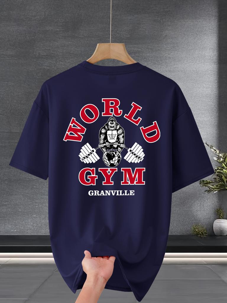 Gorilla Gym Unisex Cotton TShirtAthletic Vintage Unisexs Workout Fitness Muscle Navy Blue Cool Hipster Streetwear Casual Graphic Tee