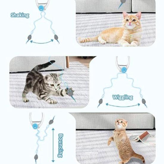 Interactive Cat Mouse Toy Automatic Cat Toy with Rotating And Telescoping Modes Wagging Plush Mouse Rechargeable Toy for Indoor Cats