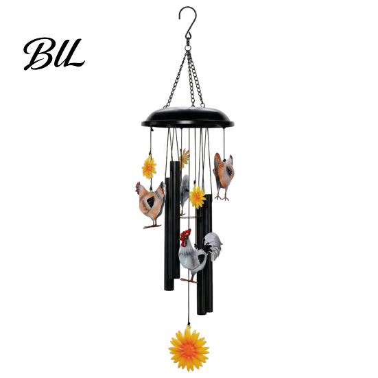 Colorful Wind Chime Chicken for Outside Rustic Metal Rooster Sunflower Garden Tranquil Decor Patio Porch Lawn Yard Gifts Women Men Mother Grandma B