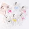 Korean Style Lace Bow Beaded Ribbon Keychain – Cute Fabric Charm Accessory
