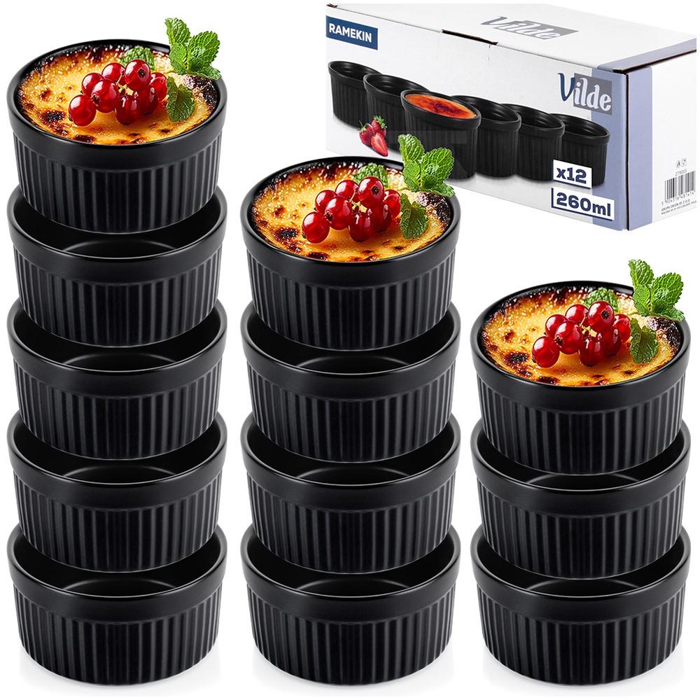 Ceramic Baking Bowls Black 260 Ml 12 Pcs.