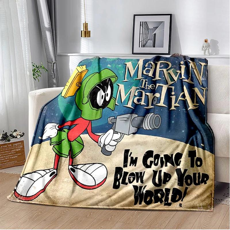Marvin The Martian Animal Funny Throws Blanket Hiking Picnic Super Soft Quilt Bed Thermal Kawaii Flannel Blanket birthday gift