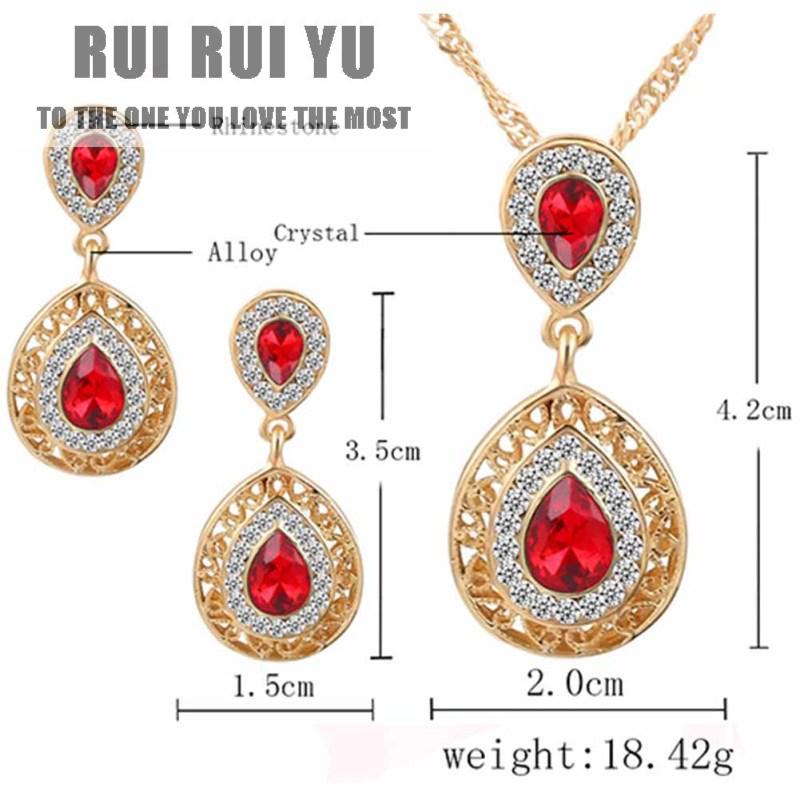 

RUI RUI YU женские свадебные хрустальные капли воды кулон ожерелья серьги комплект ювелирных изделий