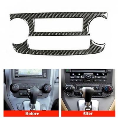 2Pcs Air-con Climate Frame Cover Decor Carbon Fiber For Honda CR-V CRV 2007-2011