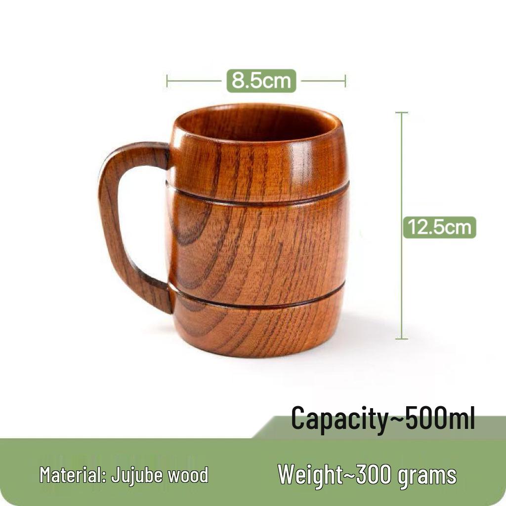 Saure Jujube Holzbecher: Holzbecher für Bier oder Kaffee mit großem Bauch und Holzgriff für Tee oder den Heimgebrauch.