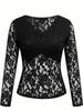 Elegant Women's V-Neck Fan Collar Lace Pullover Top