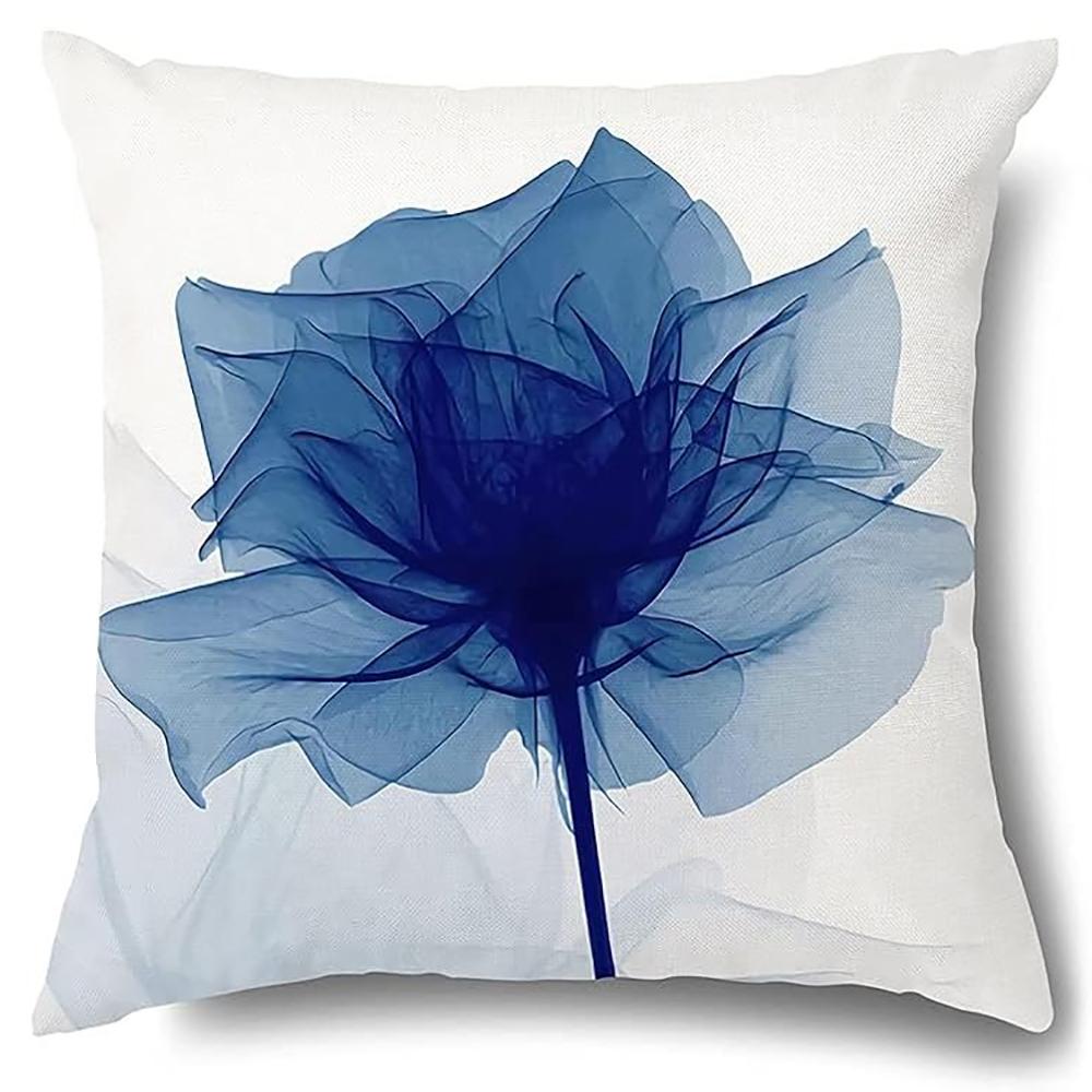 

Подушки «Синие цветочные тени», Простой арт-стиль - Наволочки для подушекДекоративная наволочка на подушку для спальни, дивана, с молнией 16x16Inch