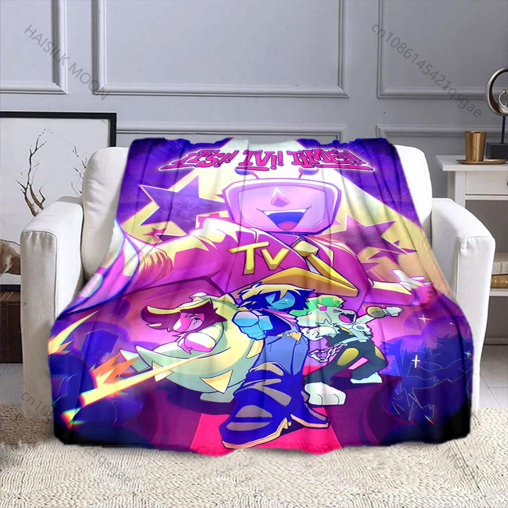 1PC TV Time Man Cartoon Print Blanket Warm Soft and Comfortable Home Travel Blanket Sofa Bedding Camping RV Blanket