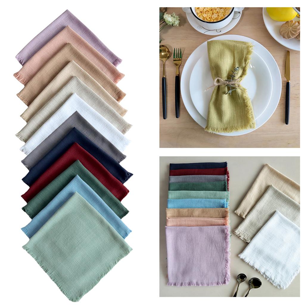 Linen Dinner-Napkin with-Fringe Trim Handmade-Cloth Napkins Delicate Washable-Table Napkins with-Fringe Restaurant Use