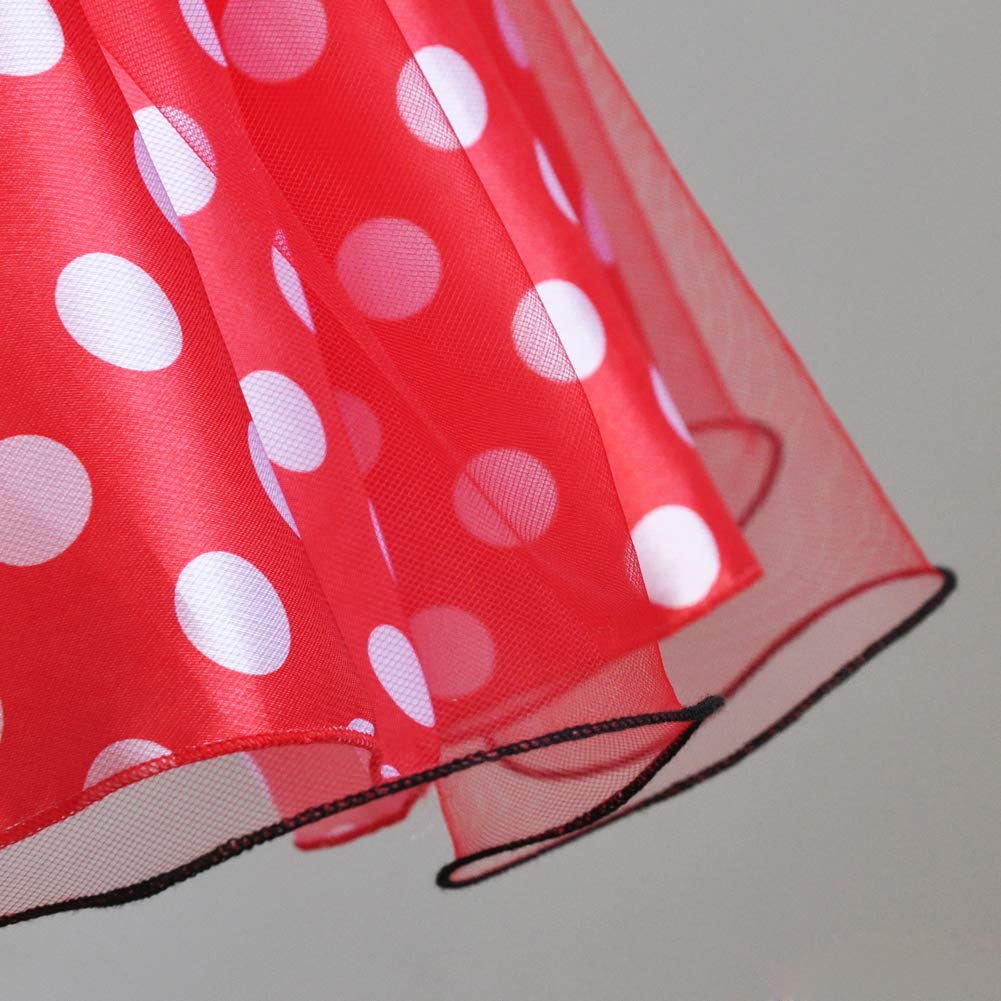 [CQDY] Princess Dress (Children's Dress + Headband) - 2-Piece Set: Minnie Mouse-Style Cosplay, Polka Dot Pattern, Tutu Skirt, Kids Dance Costume, Mick