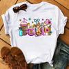 Cartoon Coffee Women TShirt Water Bottle with Juice Loose Tee Red Cherries Graphic Daily Streetwear Fashion Soft Top T Shirt
