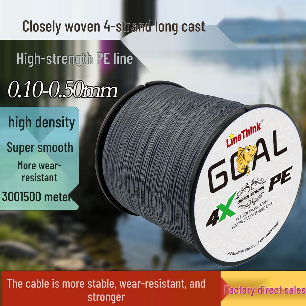 LineThink Wear-resistant 4-strand PE Braided Fishing Line, 500m/300m, Multi-filament Main Line