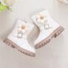 Sweet Princess Boots Flowers Cute Buckle Fashion Kids Shoes Side Zipper Children Casual Shoes PU 2024 New Brown Beige Elegant