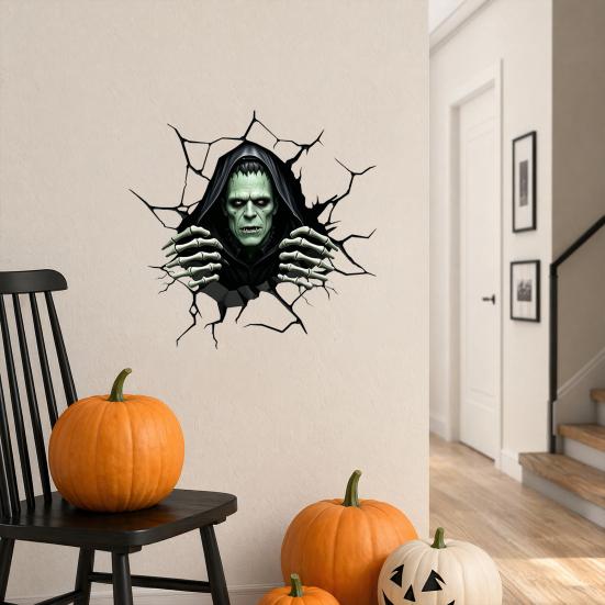 Halloween Wall Stickers, Self Adhesive Vinyl Decals, Waterproof Removable Wall Decals for Halloween Party Home Store Wall Decor