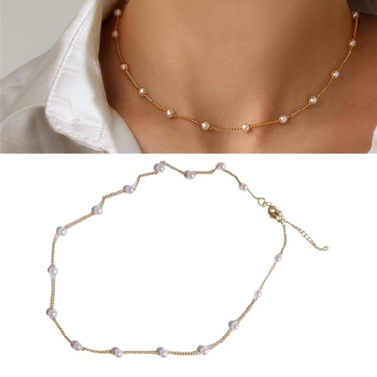 Floating Pearls Necklace Adjustable Chain Necklace Pearls Jewelry Handmade Neck Jewelry Everyday Wear Necklace for Daily