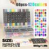 Double Head Double Color Glitter Marker Pen 120 Colors From Soft Tip Watercolor Pen Permanent Ink Dry Drawing Pen OEM&ODM