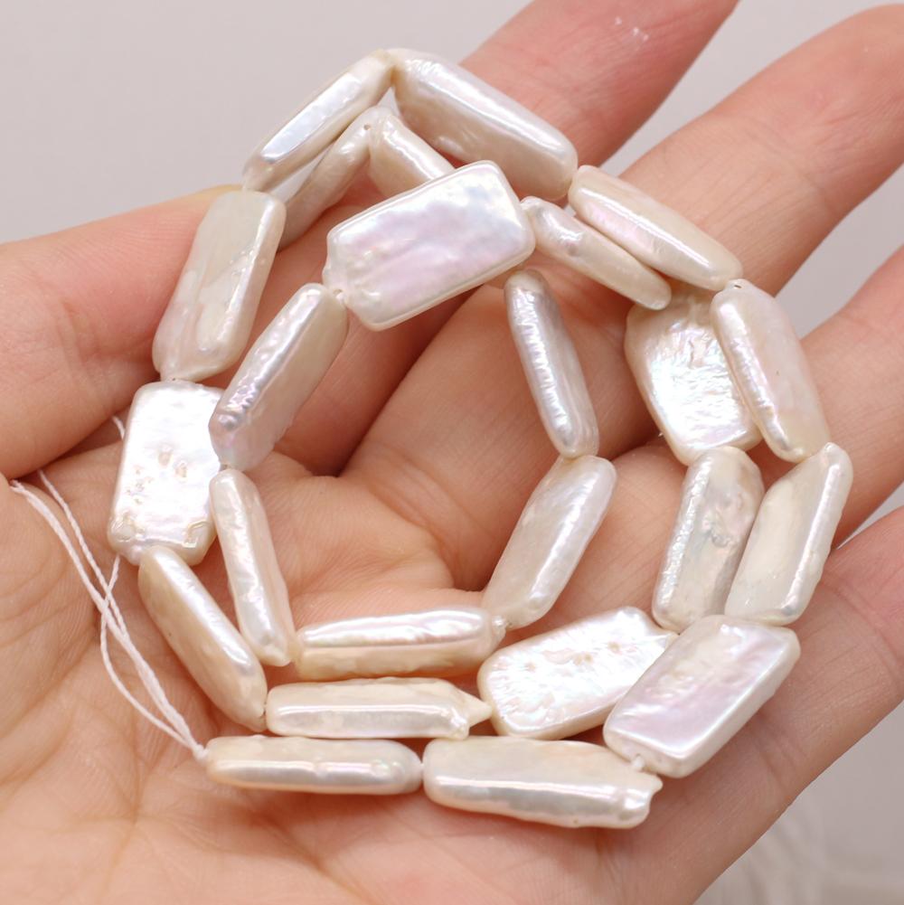 

1String, 10×18mm White Natural Freshwater Pearls, Handmade Irregular Rectangle Pearl Beads for Jewelry Making DIY Necklace Bracelet Accessories 36cm 1String/10×18mm-36cm білий