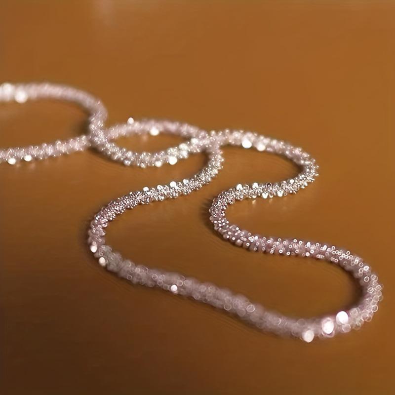 Jiuqin Jewelry Jiskřivý housenka Stříbrný náhrdelník pro ženy - Základní klíční kost řetízek