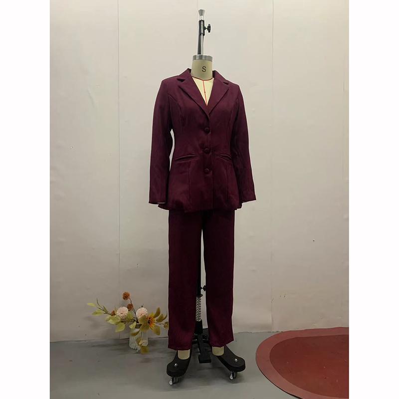 Office Lady Blazers Coat Trousers Set Women Urban Single Breasted Lapel Long Sleeve Coats Slim Pencil Pants