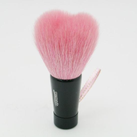 Kumano Makeup Facial Cleansing Medium Total Premium Pink Brush, Takumi's Brush, Cosme-do Heart-Shaped Brush, (80mm Length), (Pink Tip/Black Handle)