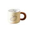 Hand Drawn Ceramic Coffee Cup with Spoon Water Cup with Lid Cartoon Cat Drinkware  Milk