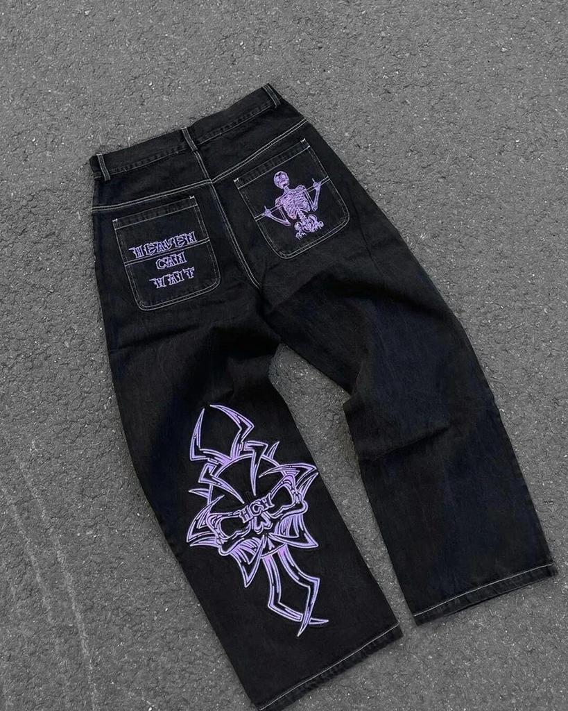 Unisex Y2K Baggy Jeans Harajuku 2000s Vintage Embroidered Jeans Hip Hop Streetwear Men Women Casual Wide Leg Jeans
