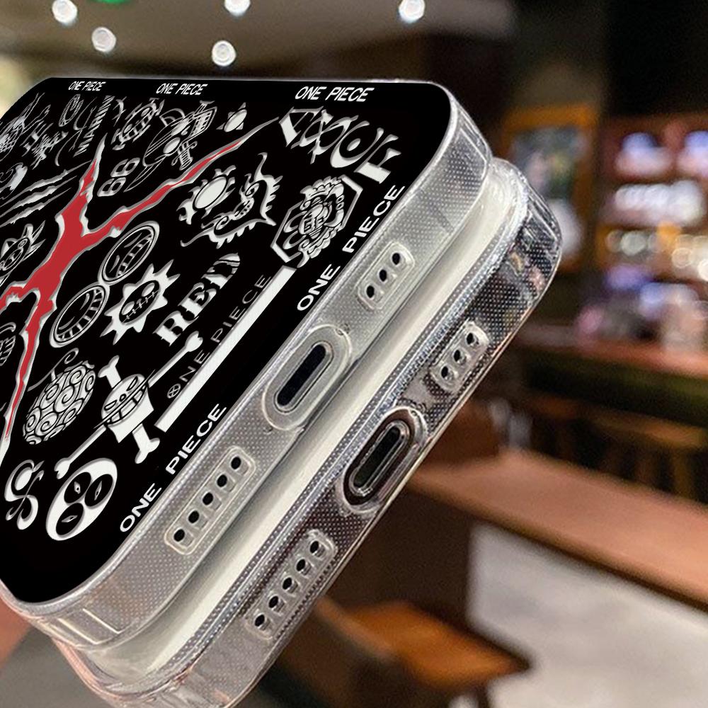 Japanese Anime L-Luffys LOGO Case For iPhone 16 15 14 13 12 11 Mini Pro Max X XR XSMax 7 8 Plus SE20 Ones Pieces Clear Cover