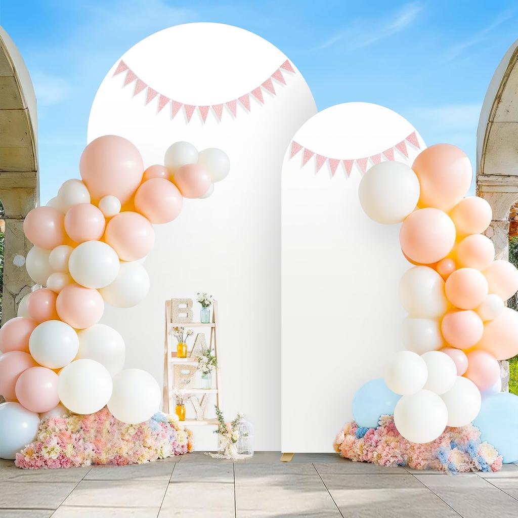 2 Set-7.2FT, 6FT Arch Backdrop Cover Spandex Wedding Arch Stand Covers for Bridal Shower Wedding Baby Shower Birthday Party