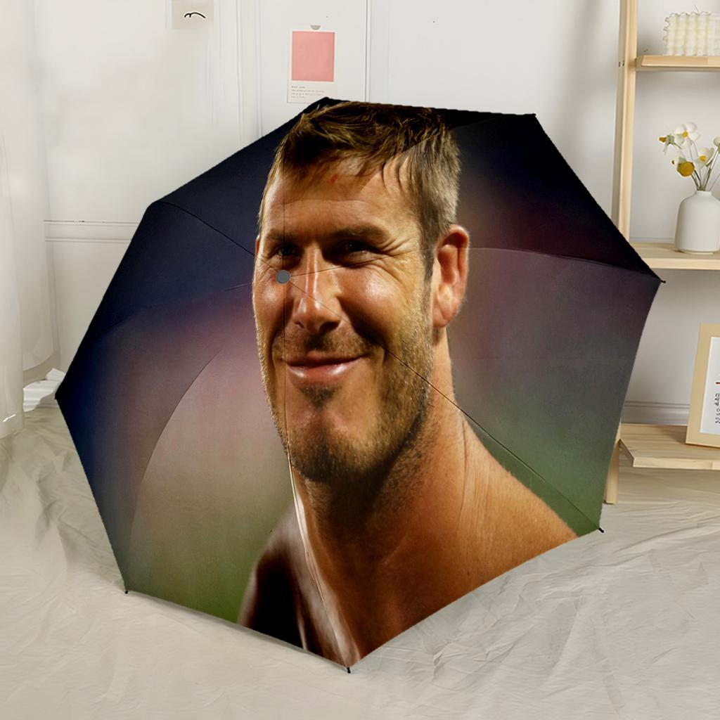 David Beckham Psg Player Compact Travel Automatic Umbrella Retractable Design with 8-Rib Durability Durable Plastic & Iron for Outdoor Daily Use