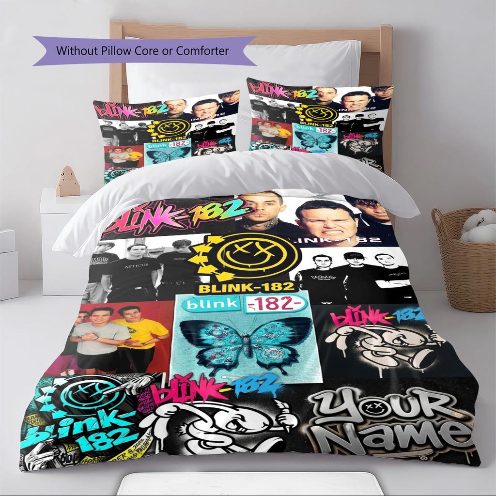 Name Custom blink-182 Pattern Bedding Set Quilt Cover Pillowcase Home Decor Gift (1 * duvet cover + 2 * pillowcase, without core)