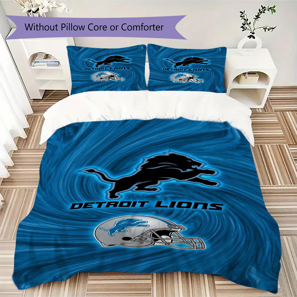 Detroit Lions Pattern Bedding uilt Set uilt Cover Pillowcase Home Decoration Birthday Gift (1*duvet cover + 2*pillowcase without core)