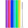 ALINK Reble Boba Smoothie Straws, 10 Inch X 0.55 Inch Extra Wide Fat Silicone Straws for Drinking Bubble Tea, Set of 6 with Cleaning Brush