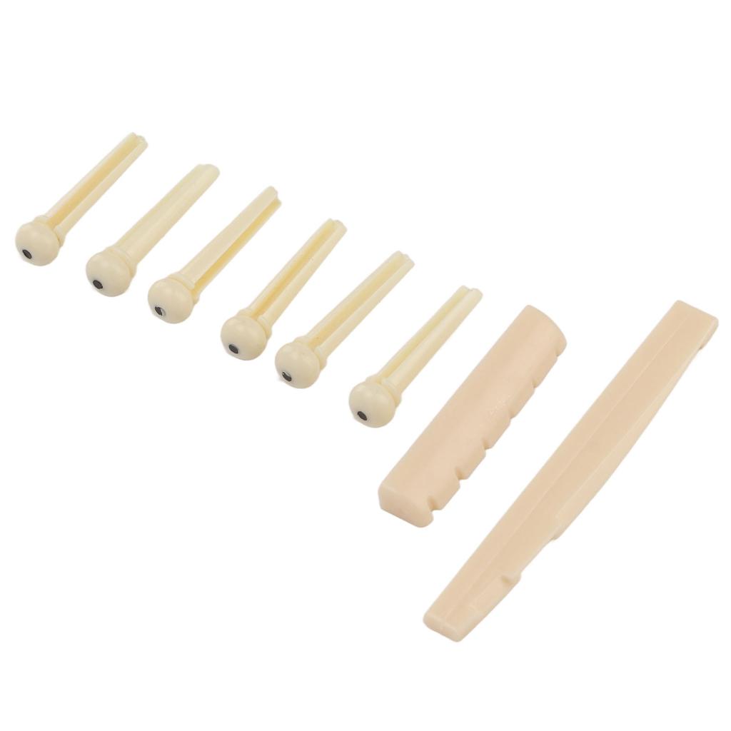 Folk Guitar Nut Saddle ABS with 6pcs Bridge Pin Instrument Accessory Set Kit for Replacement