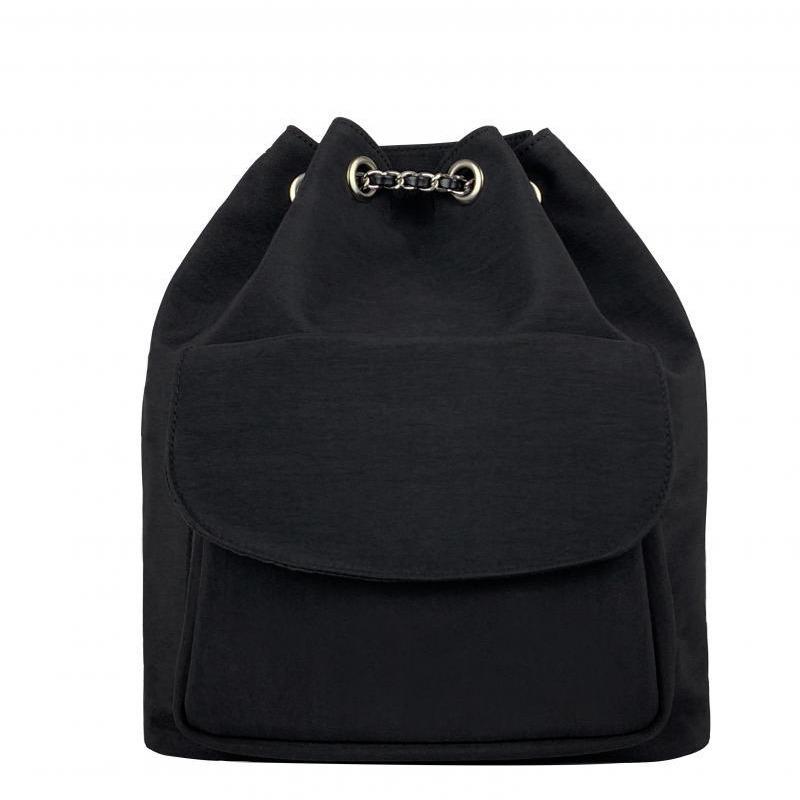 Women's 2025 Black Silk Chain Bucket Bag: Retro Double Shoulder Backpack with Large Capacity