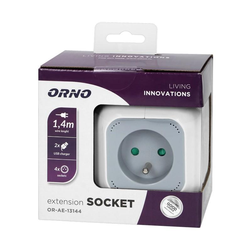 Extension Cord Cube 1.4 M 4 Sockets 4X2P+Z - On-Ae-13144