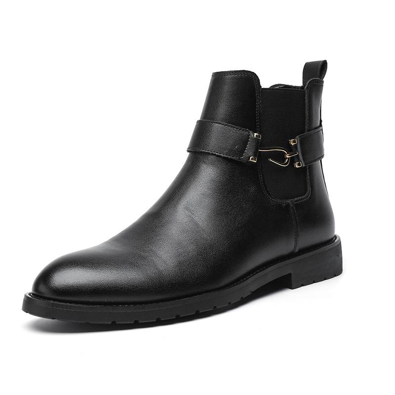 

European and American fashion trend short boots British gentleman leather boots men s large size 46 business leisure fashion autumn and winter foot bo 38