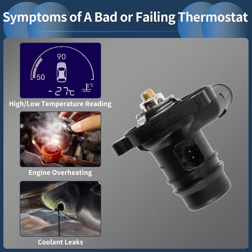 Car Thermostat Inner Engine Coolant Thermostat Housing Assembly No.55593034 for Chevrolet Cruze 11-15 for Buick Encore 2013-2021 Plastic Black