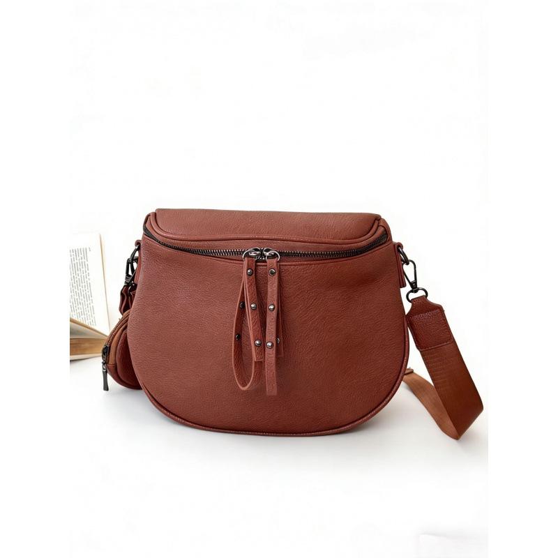 Leather women's bag large capacity saddle bag casual trend versatile cowhide shoulder messenger bag bucket bag first layer cowhide