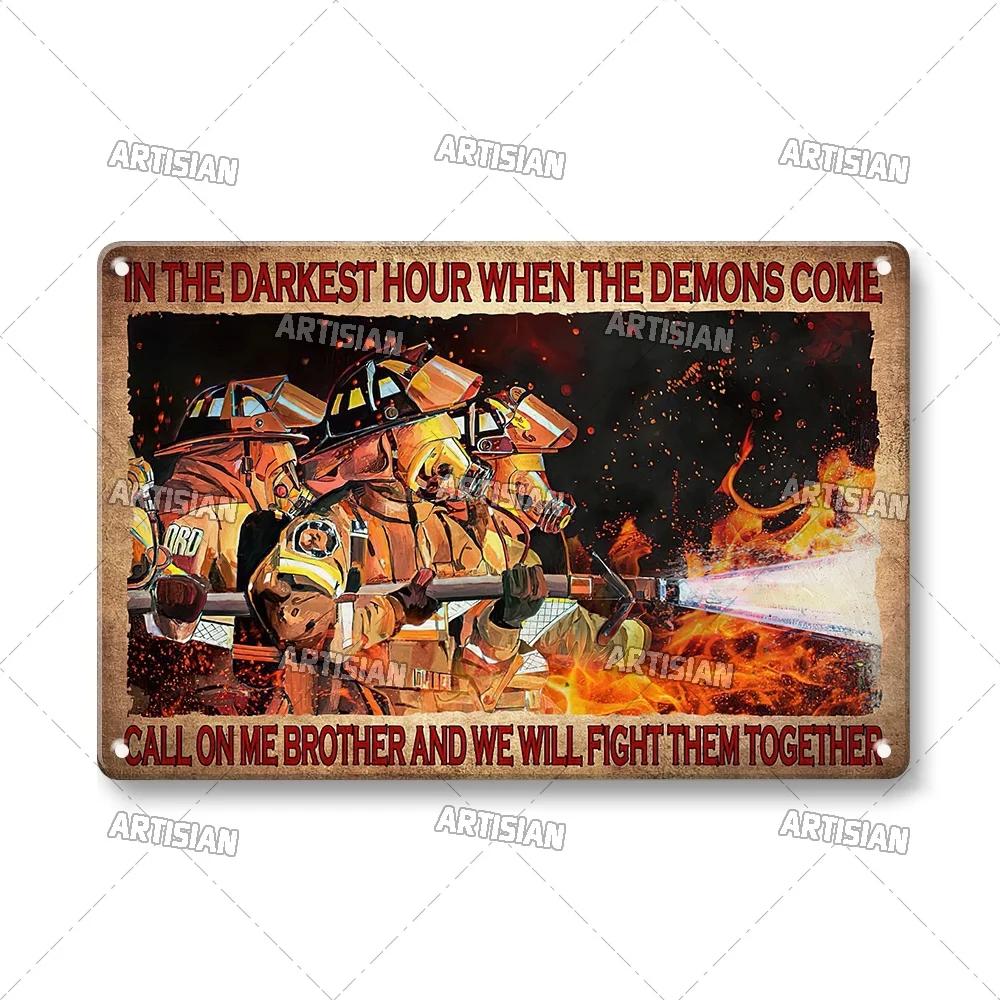 Artisan Brandweerman Blik Poster - Brandweerman Metalen Decoratief Bord, Perfect voor Bar/Pub/Garage/Man Cave Decor