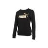 Sports Casual Foil Print Logo Round Neck Pullover Sweatshirt Women Sweatshirt Black 845593-01