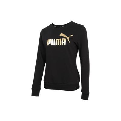 Sports Casual Foil Print Logo Round Neck Pullover Sweatshirt Women Sweatshirt Black 845593-01