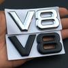 Auto Metal Alloy 3D V8 Logo Engine Displacement Trunk Rear Car Badge Decal Chrome For V8 Side Wing Emblem Sticker Car Styling