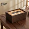 Bathroom Tissue Case Wooden Box Cover Rectangular Paper Towel Dispenser Decorative Napkin Storage Dining Room Holder Organizer for Office Desk Home