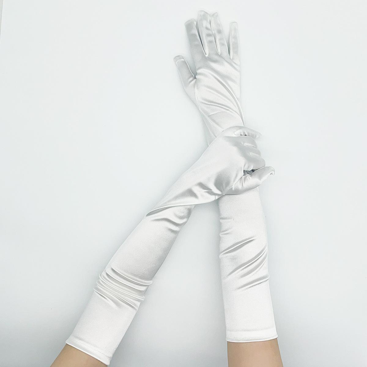 Длинные атласные эластичные атласные перчатки 1920-х годов винтажные для вечеринки косплея женские свадебные перчатки average size