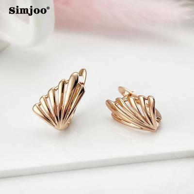 SIMJOO Fashionable Smooth Earring Ear Personality Temperament Simple Fan-shaped Hollow Earrings