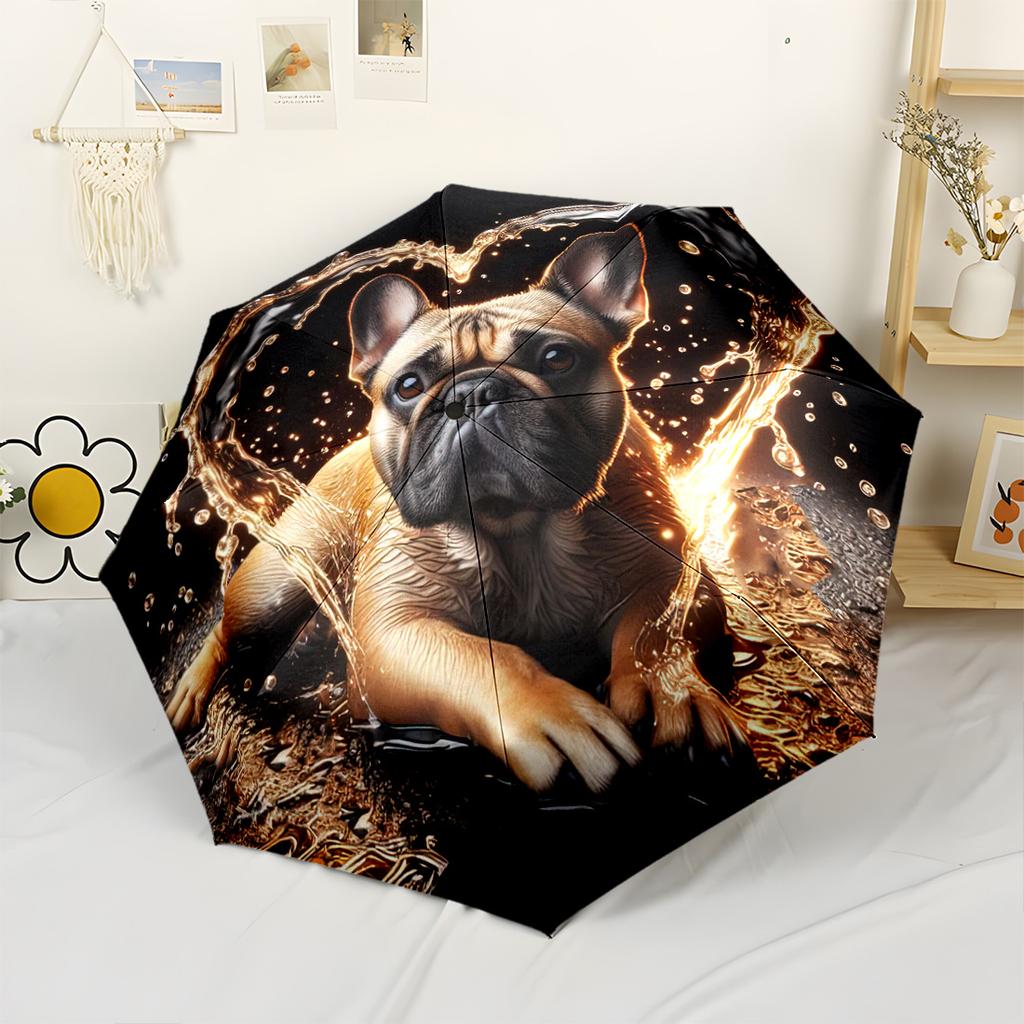 Wolf Family Moonlit Night Automatic Umbrella Compact 8 Rib Lightweight Foldable Design Durable Everyday Carry Umbrella Fashion Lovers