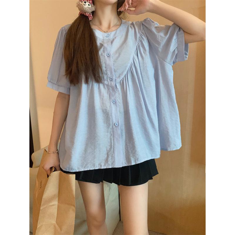 Women's Trendy White Puff Sleeve Lace Collar Casual Summer Top