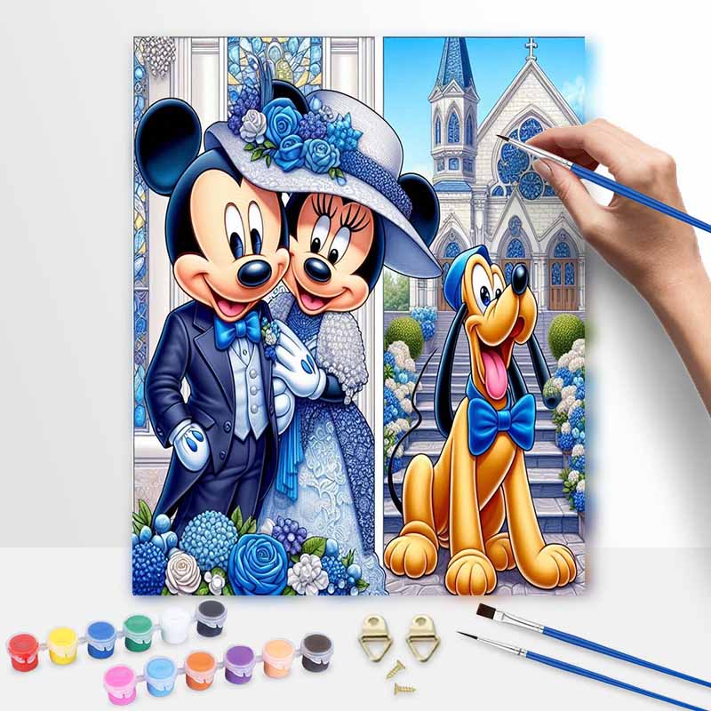 Disney Wedding Pluto Oil Paint Hand Painting Kit Decoration Classic Style Home Decor Gifts For Couple Artworks DIY Wall Craft Painting