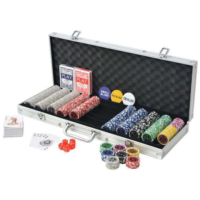 VidaXL Coffret de poker avec 500 jetons Laser Aluminium