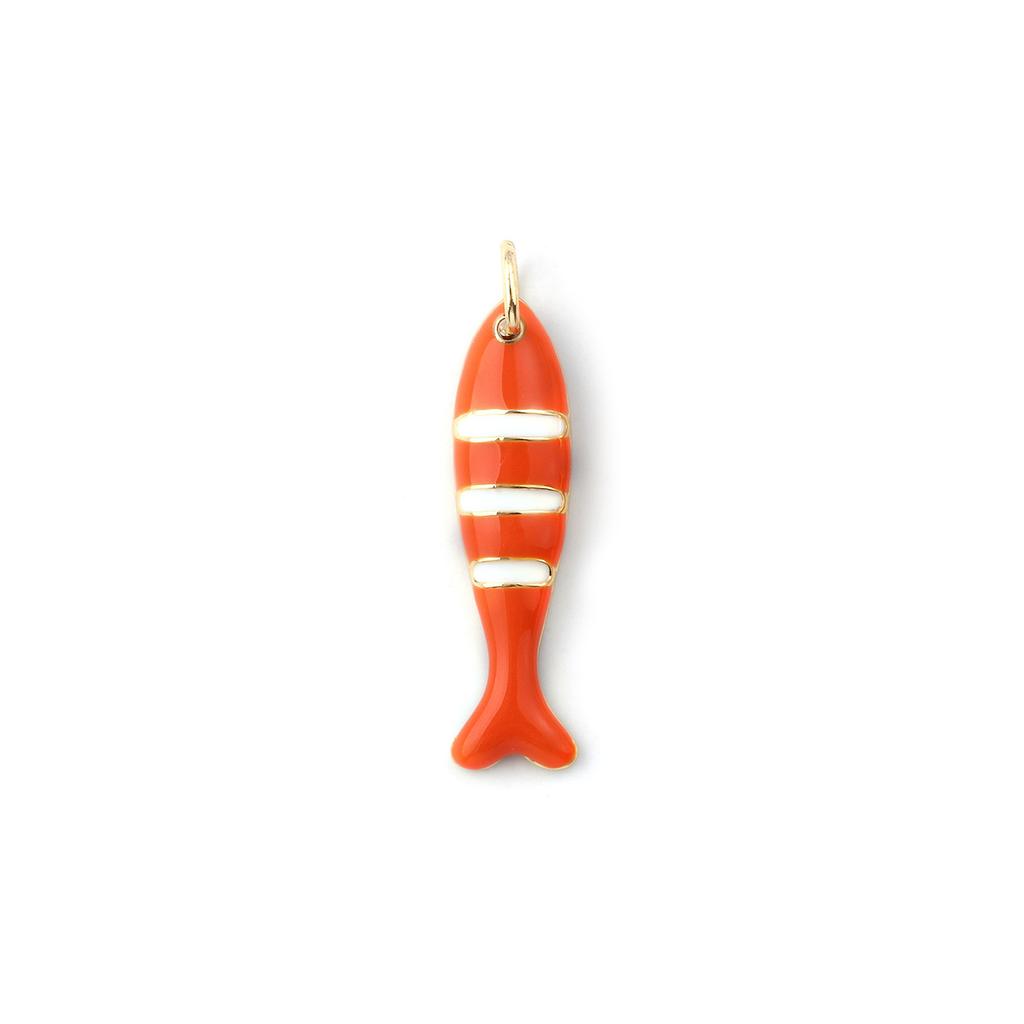 1 sztuka mosiężne zawieszki oceaniczne pozłacane 18K emaliowane ryba zwierzę paski zawieszka do DIY naszyjnik tworzenie biżuterii 27mm x 6.5mm